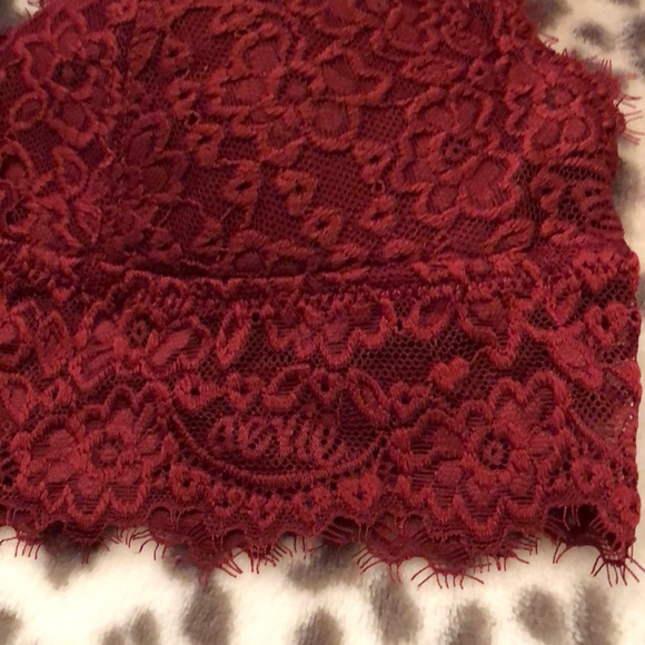 Aerie Floral Lace Bra Bralette in Maroon Size Small - Picture 2 of 10